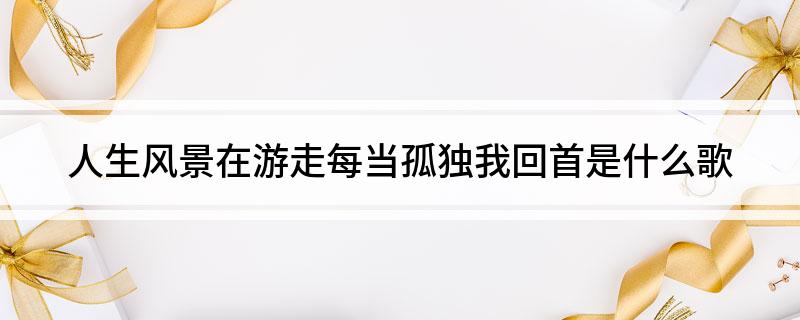 人生风景在游走每当孤独我回首是什么歌?