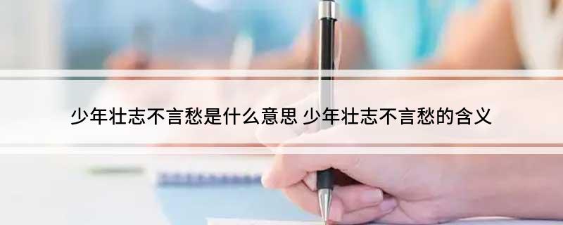 少年壮志不言愁是什么意思(少年壮志不言愁的含义)?