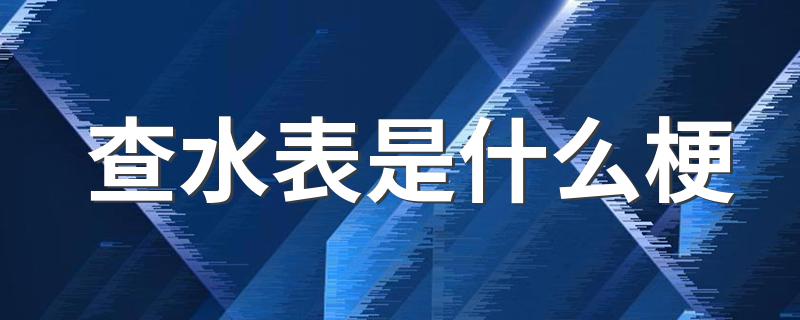 查水表出自哪里呢_查水表是什么梗?