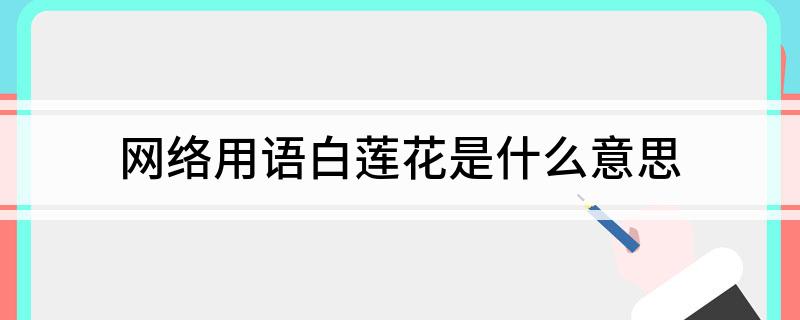 网络用语白莲花是什么意思?