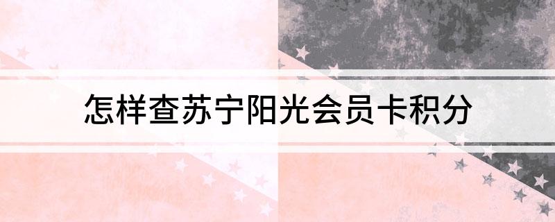 怎么样查苏宁阳光会员卡积分?