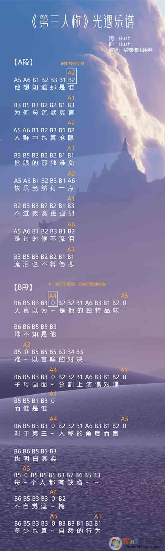 光遇简谱《第三人称》怎么弹？光遇简谱大全