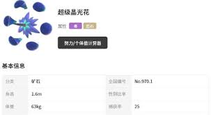 宝可梦传说ZAMega晶光花外观与种族值是什么
